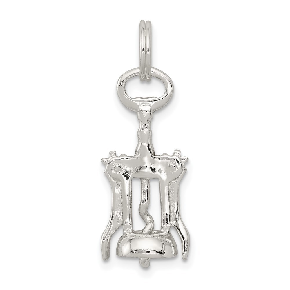 925 Sterling Silver Rhodium-plated Wine Bottle Opener Necklace Charm Pendant